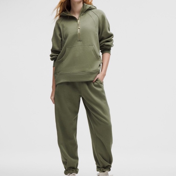 Lululemon Scuba Oversized 1/2 zip full length hoodie Bayleaf/Gold - Picture 3 of 5